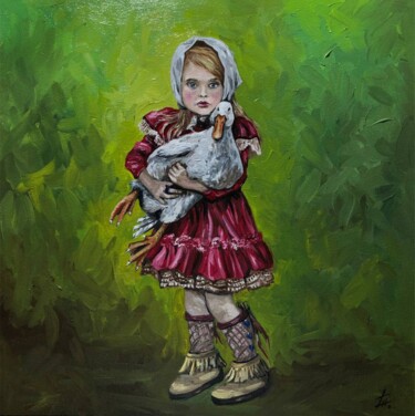 Pintura intitulada "childhood in the vi…" por Olha Bozhko, Obras de arte originais, Óleo