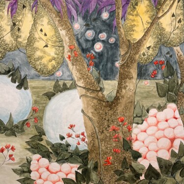 Malerei mit dem Titel "Magical forest 12" von Olha Chumak, Original-Kunstwerk, Aquarell