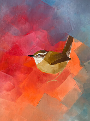 Peinture intitulée "Bird in the colorfu…" par Olha Gitman, Œuvre d'art originale, Huile