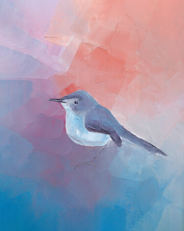 Pittura intitolato "Bird in colorful ga…" da Olha Gitman, Opera d'arte originale, Olio