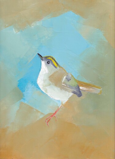 Painting titled "Bird in abstract wo…" by Olha Gitman, Original Artwork, Oil