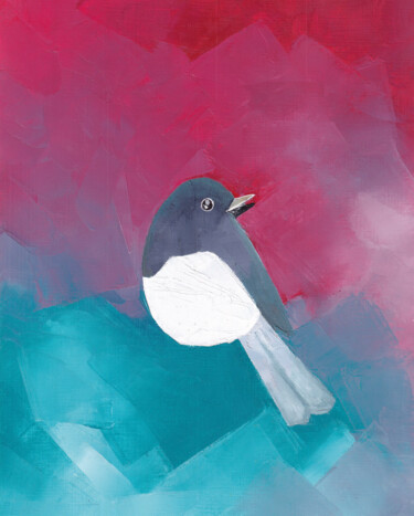 Peinture intitulée "Bird in the lovely…" par Olha Gitman, Œuvre d'art originale, Huile