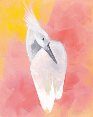 Peinture intitulée "Bird in colorful su…" par Olha Gitman, Œuvre d'art originale, Huile