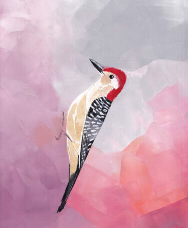Картина под названием "Red Bellied Woodpec…" - Olha Gitman, Подлинное произведение искусства, Масло