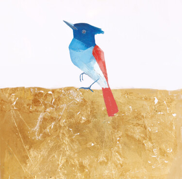 Pintura intitulada "Golden life of bird…" por Olha Gitman, Obras de arte originais, Óleo
