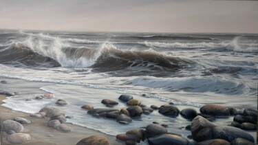 Peinture intitulée "waves of the Crimea" par Olha Holub, Œuvre d'art originale, Huile