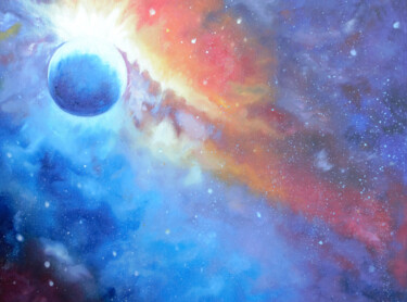 Painting titled "SPACE RHAPSODY 2" by Olha Karavayeva, Original Artwork, Oil