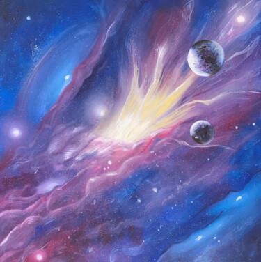Картина под названием "SPACE RHAPSODY 5" - Olha Karavayeva, Подлинное произведение искусства, Масло