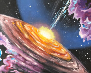 Pintura intitulada "SPACE RHAPSODY 6" por Olha Karavayeva, Obras de arte originais, Óleo
