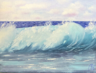 Painting titled "THE SOUND OF WAVE 1" by Olha Karavayeva, Original Artwork, Oil