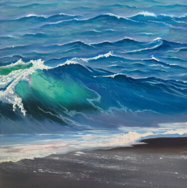 Pittura intitolato "THE SOUND OF WAVE 2" da Olha Karavayeva, Opera d'arte originale, Olio