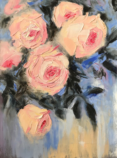 Peinture intitulée "ROSE MELODY 2" par Olha Karavayeva, Œuvre d'art originale, Huile