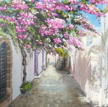 Pintura intitulada "QUIET STREETS OF RH…" por Olha Karavayeva, Obras de arte originais, Óleo