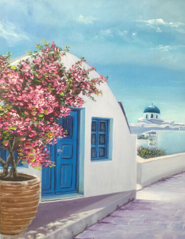 Painting titled "A SUMMER DAY IN GRE…" by Olha Karavayeva, Original Artwork, Oil