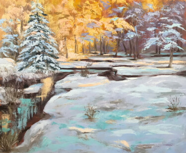 Painting titled "WINTER  WONDERLAND 3" by Olha Karavayeva, Original Artwork, Oil