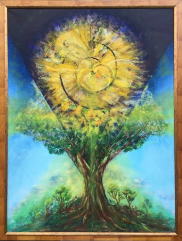 Painting titled "World Tree" by Olha Kizub, Original Artwork, Oil