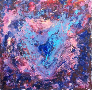 Painting titled "Blue Flame" by Olha Kizub, Original Artwork, Oil