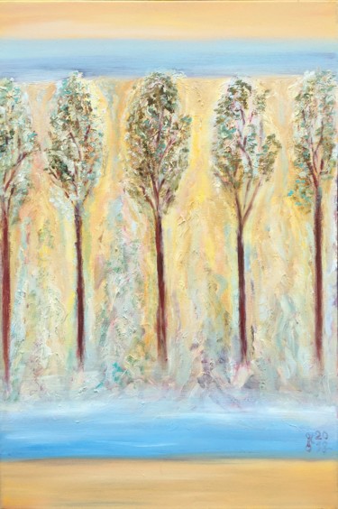 Painting titled "Magical forest. Fal…" by Olha Kizub, Original Artwork, Oil