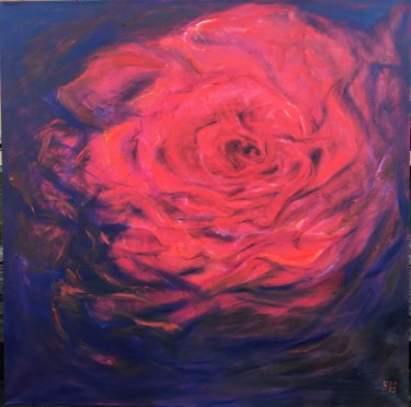 Painting titled "Universe of the Rose" by Olha Kizub, Original Artwork, Oil