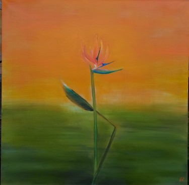 Malerei mit dem Titel "Strelitzia" von Olha Kizub, Original-Kunstwerk, Öl