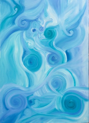 Peinture intitulée "Blue Kiss" par Olha Kizub, Œuvre d'art originale, Huile