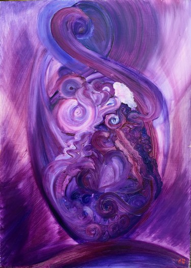 Peinture intitulée "Purple Kiss" par Olha Kizub, Œuvre d'art originale, Huile