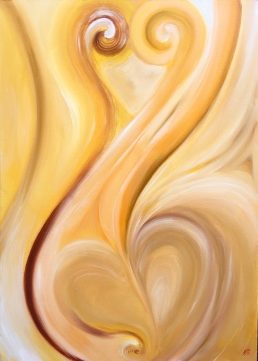 Malerei mit dem Titel "Golden Kiss 2" von Olha Kizub, Original-Kunstwerk, Öl