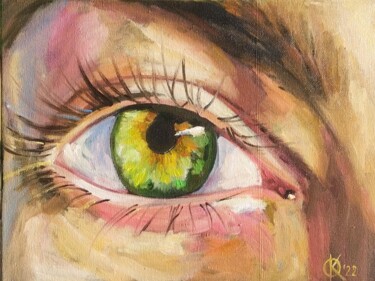 Schilderij getiteld "Green eye" door Olha Komisaryk (OK), Origineel Kunstwerk, Olie