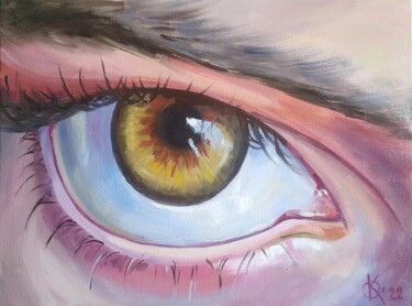 Painting titled "An eye of human" by Olha Komisaryk (OK), Original Artwork, Oil