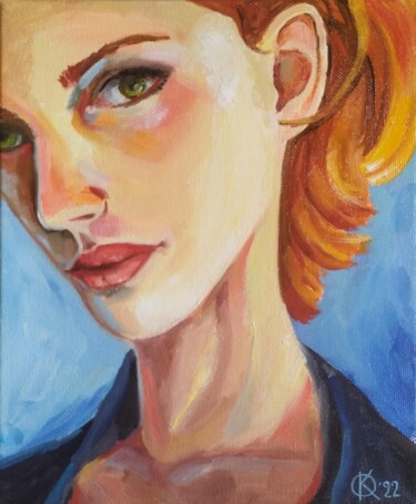 Painting titled "Redhead lady" by Olha Komisaryk (OK), Original Artwork, Oil