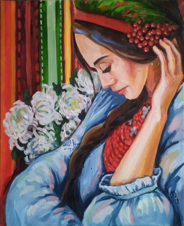 Painting titled "Ukrainian woman's p…" by Olha Komisaryk (OK), Original Artwork, Oil
