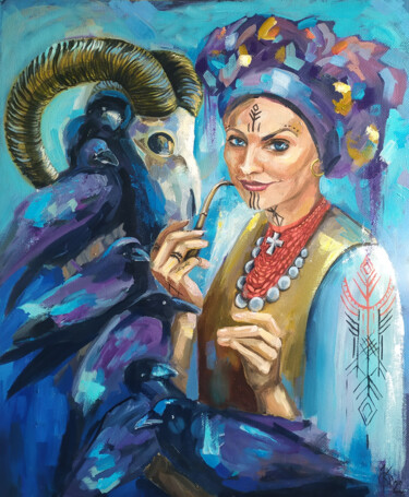 Malerei mit dem Titel "A charming woman an…" von Olha Komisaryk (OK), Original-Kunstwerk, Öl