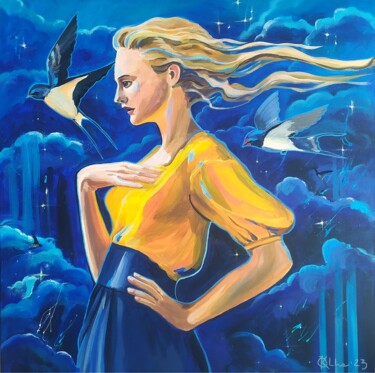 Malarstwo zatytułowany „In the sky” autorstwa Olha Komisaryk (OK), Oryginalna praca, Akryl