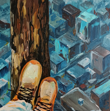 Картина под названием "Height" - Olha Miroshnychenko, Подлинное произведение искусства, Акрил Установлен на Деревянная рама…