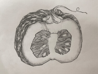 Dessin intitulée "Pumpkin inside" par Olha Protsenko, Œuvre d'art originale, Graphite