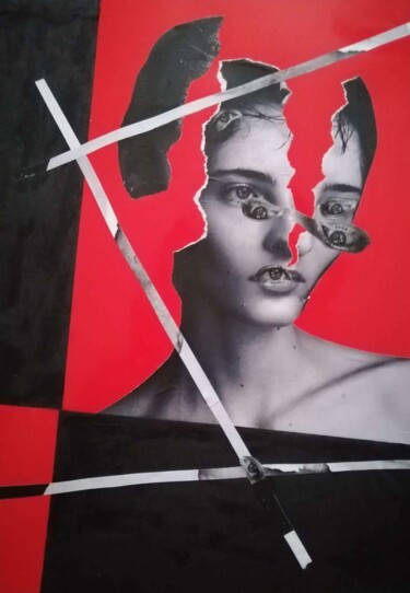 Collages intitolato "Очки лжи" da Olha Prykhodko, Opera d'arte originale, Collages Montato su Plexiglass