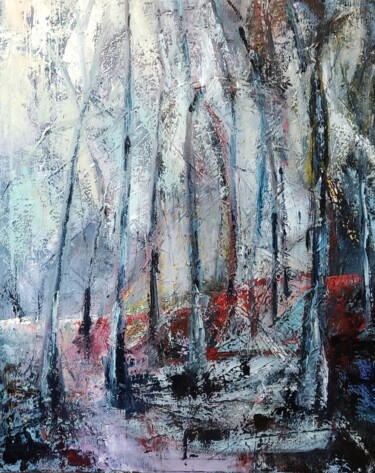Картина под названием "Предчувствие весны" - Olha Prykhodko, Подлинное произведение искусства, Масло Установлен на Деревянна…