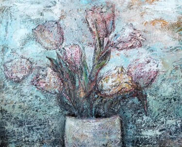 Картина под названием "Повітряні квіти" - Olha Prykhodko, Подлинное произведение искусства, Масло