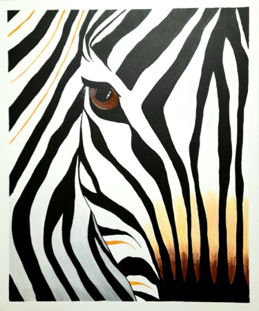 Malarstwo zatytułowany „Zebra” autorstwa Olha Shapovalova, Oryginalna praca, Akryl Zamontowany na Drewniana rama noszy
