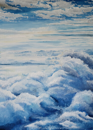 Картина под названием "Sky oil painting" - Olha Voron, Подлинное произведение искусства, Масло