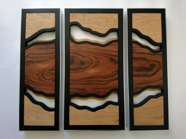 Rzeźba zatytułowany „Triptyque Chêne et…” autorstwa Olhā • Wood Art, Oryginalna praca, Drewno