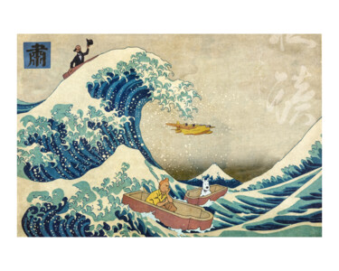 Digitale Kunst mit dem Titel "Hokusai - far from…" von Oli Romanelli (Olir), Original-Kunstwerk, Fotomontage