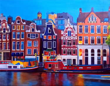 Schilderij getiteld "Amsterdam" door Olia Tomkova, Origineel Kunstwerk, Acryl