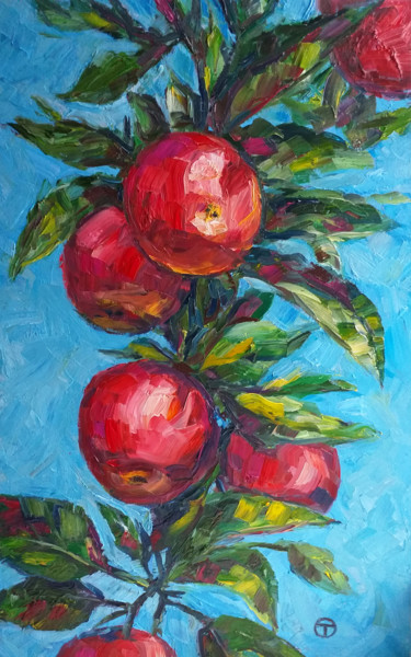 Malerei mit dem Titel "Apples" von Olia Tomkova, Original-Kunstwerk, Öl