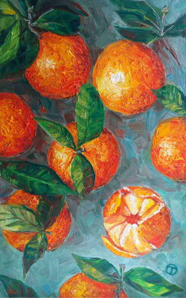 Peinture intitulée "Mandarins" par Olia Tomkova, Œuvre d'art originale, Huile