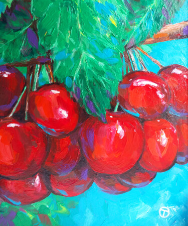 Peinture intitulée "Cherries" par Olia Tomkova, Œuvre d'art originale, Acrylique