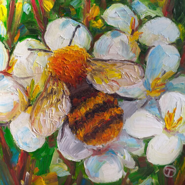 Painting titled "Bumblebee" by Olia Tomkova, Original Artwork, Oil