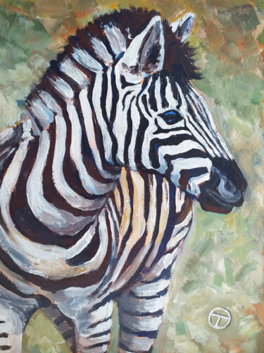 Painting titled "Zebra" by Olia Tomkova, Original Artwork, Acrylic