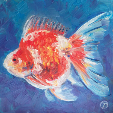 Painting titled "Gold fish" by Olia Tomkova, Original Artwork, Oil