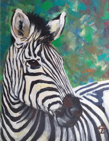 Painting titled "Zebra 2" by Olia Tomkova, Original Artwork, Acrylic
